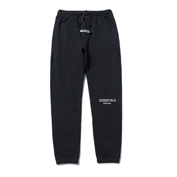 

new arrival fear of god fog essentials 3m reflective designs logo printing mens women track pants fog tracksuit jogger trousers, Black