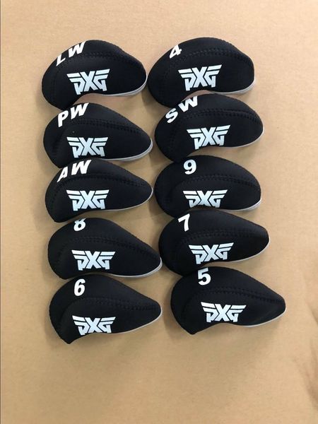 

10pcs golf iron headcovers for pxg club head covers caps 4-lw black&black protector new
