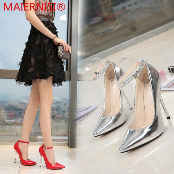 

women pumps high heels shoes 13 cm pointed toe woman shoes party nude heels for women plus size, Black