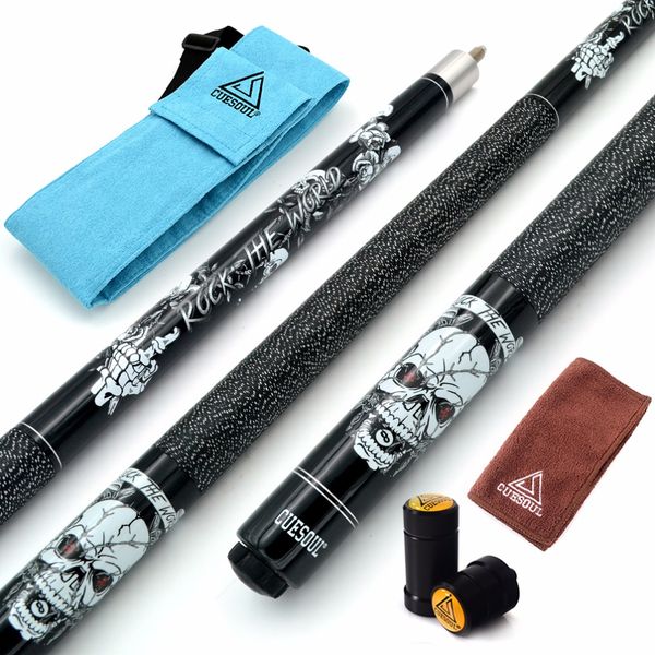 

cuesoul rock ii 57" 19/20/21 oz black pool cue stick with cue bag