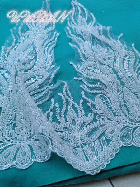 

32cm width pearl beaded lace trims leaf mesh fabric lace ribbon tape weding dress collar headdress applique diy crafts, Pink;blue