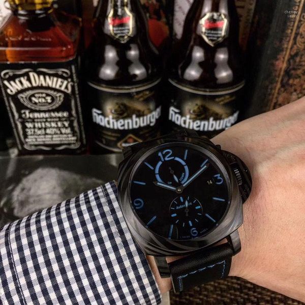 

мужчины часы автоподзаводом 47 * 16мм кожа strapwatchband мужской часы мужские часы наручные часы для мужчин горячей моды christmas1, Slivery;brown