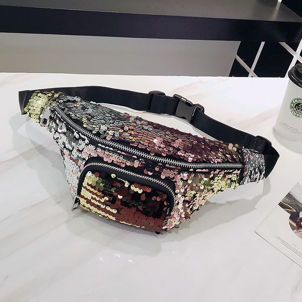 

waist bags activity casual fanny pack double color sequins waist pack belt bag women's shoulder bag bolsa