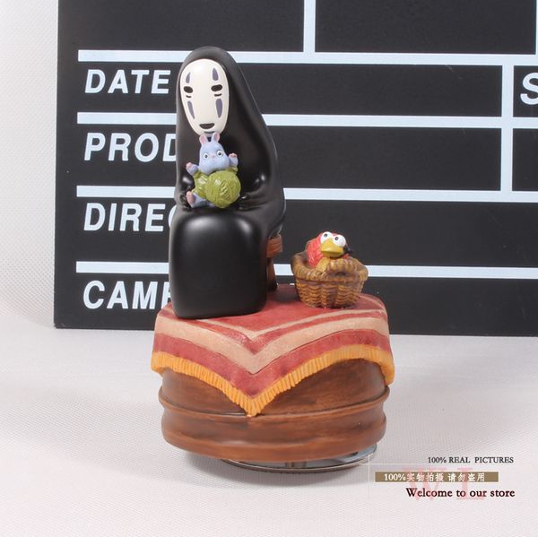 

anime cartoon miyazaki hayao spirited away no face man music box pvc figure collection toy doll 12cm t200117