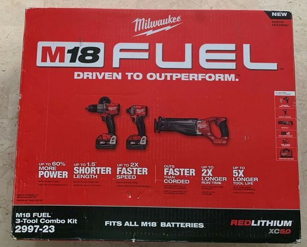 

Milwaukee m18 fuel 18v bru hle cordle combo kit 2997 23 3 tool combo kit new