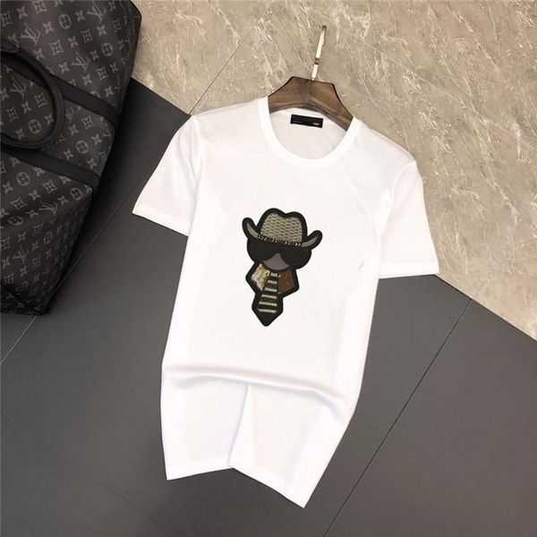 

20ss мужская тенниска моды класса люкс мужской одежды шею с коротким рукавом футболка марка top черепа печати футболки тонкий tshirt hot, White;black