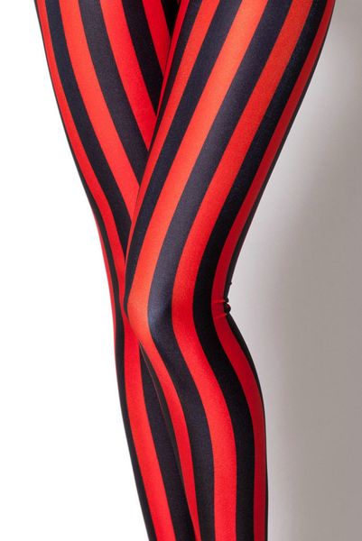 

printed red striped pencil pants, Black