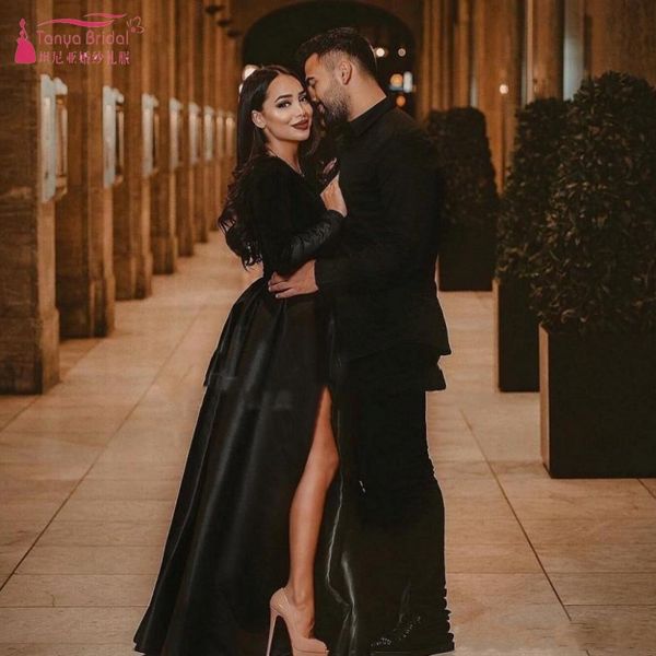 

south african black girls long sleeves prom dress 2019 saudi arabic holidays graduation wear party gown custom plus size w073, White;black