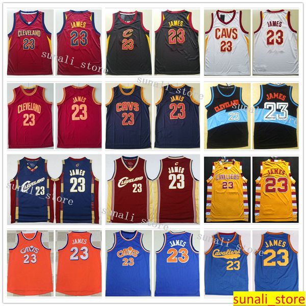 

sewed mens lebron james 23 jerseys basketball retro red white black color sports shirts wholesale, Black;red