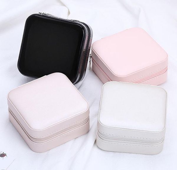 

4 цвета женщины jewelry box travel cosmetic ожерелье кольцо случай хранения zipper jewelry организатор дисплей мини box кожа pu водонепрониц, Black;white