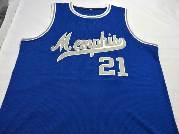 

урожай memphiss белого # 21 larry finch главной ретро белых сетки ткани полной вышивка размер s-4xl или настраиваемое любое имя или номер ко, Black;red