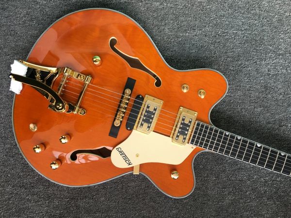 

Пользовательское 6120 Nashville Hollow тела черного дерево Накладки Archtop JAZZ оранжевого цве