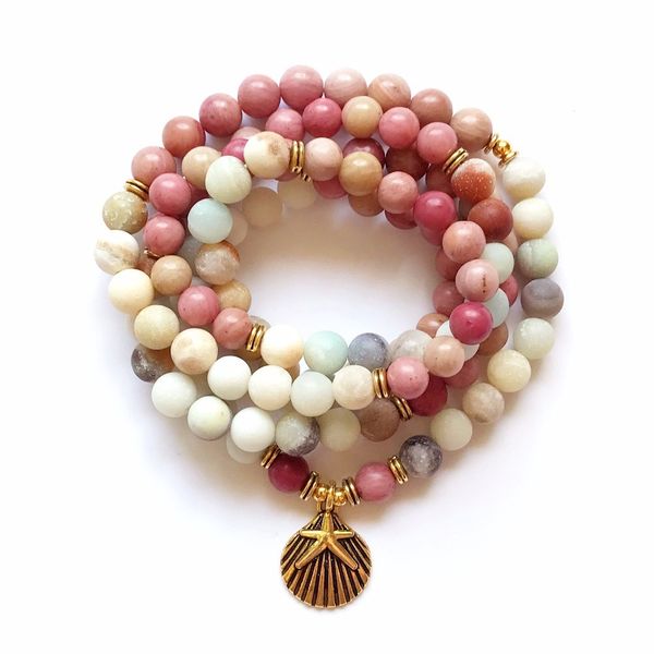 

108 mala rhodonite balances rhodonite bracelet new design women`s yoga bracelet healing spiritual gift ite bracelets, Golden;silver