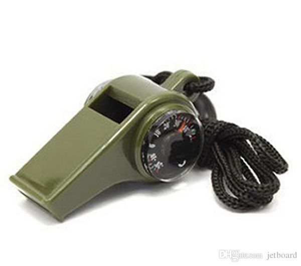 

selling 3in1 7in1 whistle compass thermometer for outdoor emergency gear camping survival whistle with led light