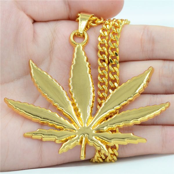 

hip hop necklace men's korean retro alloy trendsetter necklace personality street maple leaf pendant, Silver