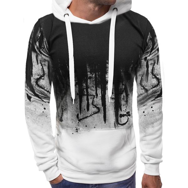 

men's leisure long sleeve cotton hoodie man print casual gym tpos men casual hooded clothing new 2019 d40, Black