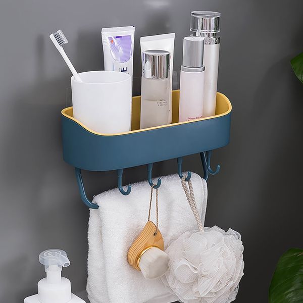 

kitchen bathroom bathroom creative shelf sucker wall mounted space aluminum storage shelf single layer nails no punch hook
