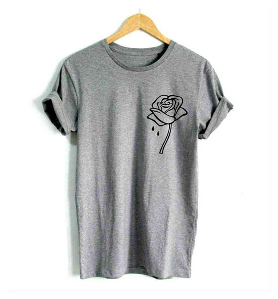 

womens designer tshirt women designer clothes short rose pocket print women casual funny t shirt for lady tee hipster drop ship, White
