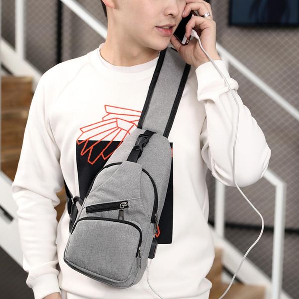 

male leisure sling chest pack crossbody bags for men messenger canvas usb charging leather men's bags handbag shoulder 2019