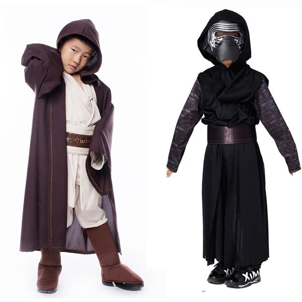 

jedi warrior full set costume obi wan kenobi costume tunic for children kids boys kylo ren cosplay halloween, White