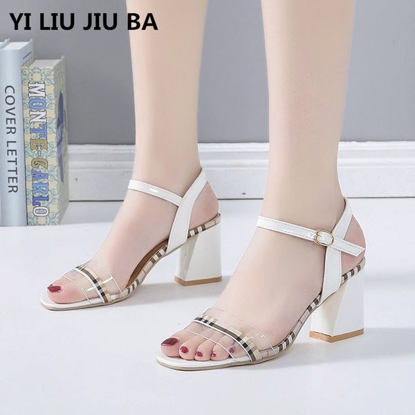 

2019 лето женская обувь сексуальная рыбы рот hollow мода пряжки сандалии на высоких каблуках летом туфли сандалии женщин zapatos **607 y2004, Black