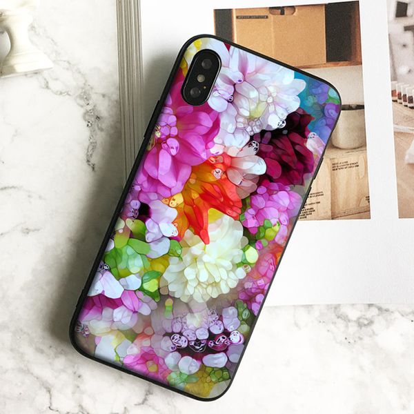 

coque luxury dahlia flower art phone case for iphone 11 pro xs max xr 8 7 6s plus 5 se case soft black tpu silicone cover