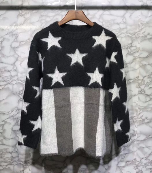 

cashmere cotton mens designer sweater men 2019 autumn winter jersey five-pointed star printing homme pullover women o-neck sweaters, White;black