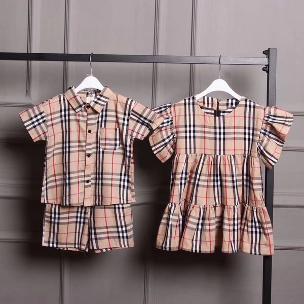 

kids outfits suits kids designer clothes boys girls baby tracksuit boys gentleman plaid suits shirt girls dress kids boutique clothing sets, White
