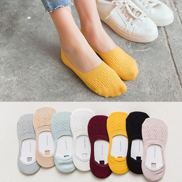 

new japanese ladies socks silicone non-slip invisible socks boat shallow mouth solid color, Black;white