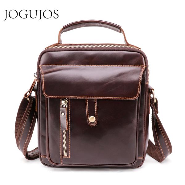 

jogujos new design genuine leather male crossbody bag travel messenger bag men's shoulder bolsas man small flap handbag