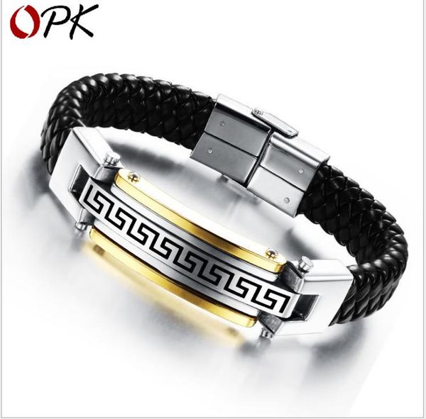 

great wall leather bracelet bracelet fashion men's bracelet, Golden;silver