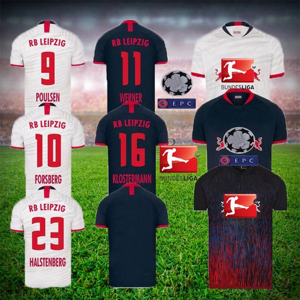 

19 20 soccer jerseys home away third werner camiseta forsberg maillot halstenberg sabitzer 2019 2020 football shirts kits men cunha uniforms, Black;yellow
