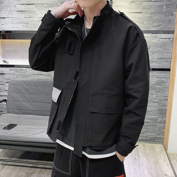 

мужская дизайнерская сезонная куртка молодежный свободный тренд оснастка повседневный прилив, Black;brown