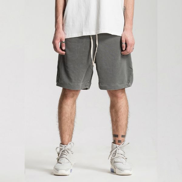 

washed cotton vintage sweat shorts summer elastic waist jogger short, White;black