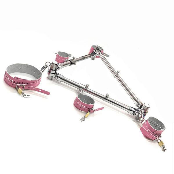 

2018 latest black pink k9 restraint suit beam belt silicone collar handcuffs stainless steel binding frame game lovers