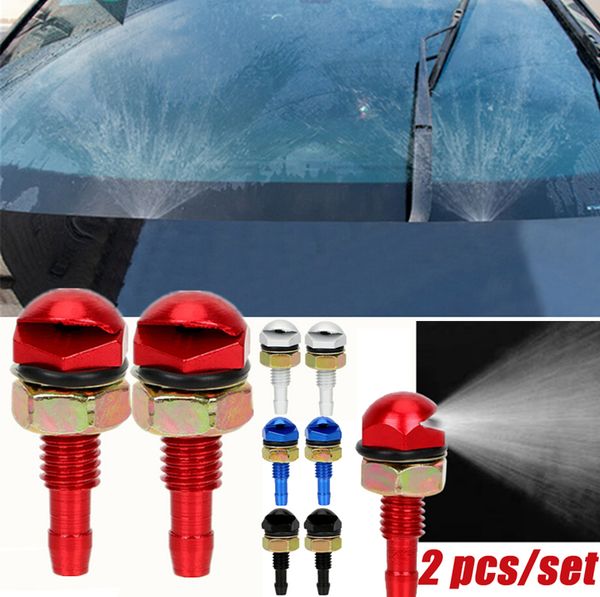 

2pcs front windshield water sprayer auto wiper jet car cleaning fan-shaped car accessorie universal bonnet washer nozzle