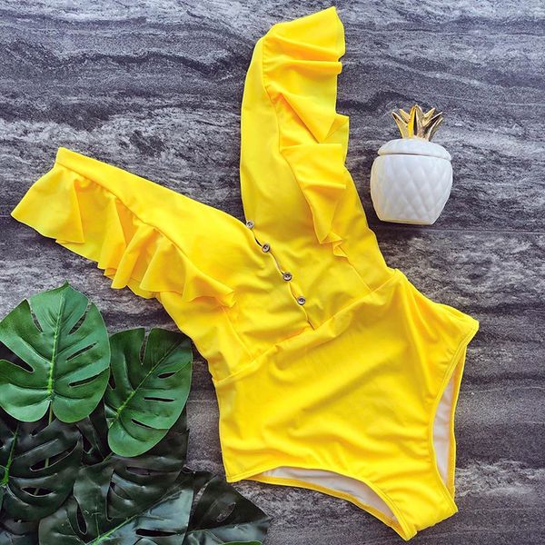 

2020 sexy one piece купальники рюшами купальники женщины монокини bodysuit push up плавать костюм женский купальный костюм лето пляжная одеж, White;black