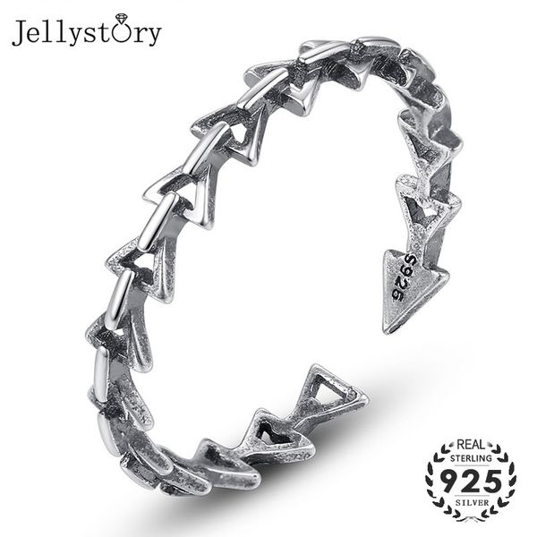

jellystory vintage 925 silver open rings for women geometric shaped adjustable ring for lovers fine jewelry wedding anniversary, Golden;silver