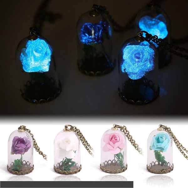 

античная золотая цепь длинное ожерелье shellhard ретро люминесцентные ing бутылки светятся в темноте цветок кулон ожерелье шарм ювелирные из, Silver