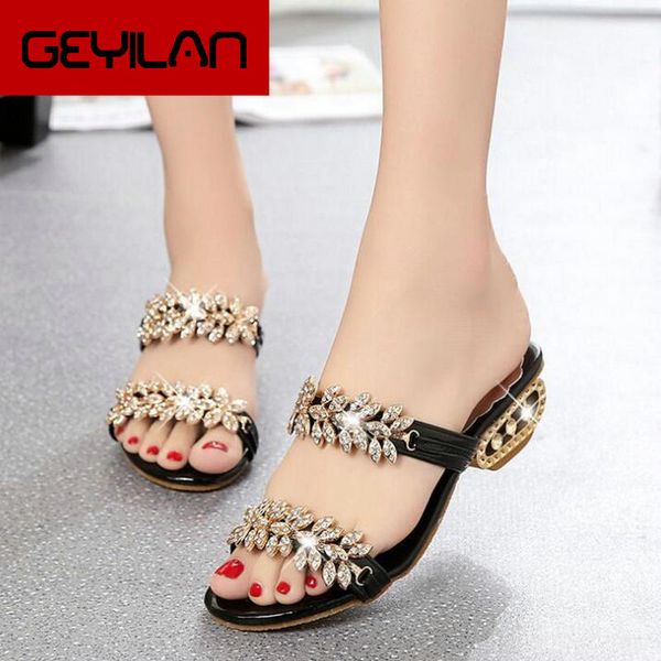 

new women shoes slippers summer beach sandals fashion women rhinestone outdoor slippers flip flops shoes mujer drop ship, Black