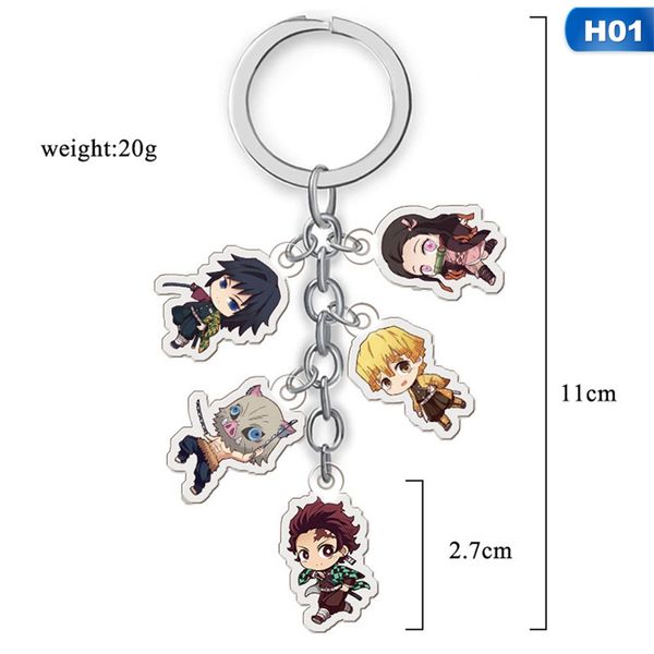 

anime demon slayer: kimetsu no yaiba keychain cartoon figure pendent keyring gift for kinds cosplay key chain, Slivery;golden