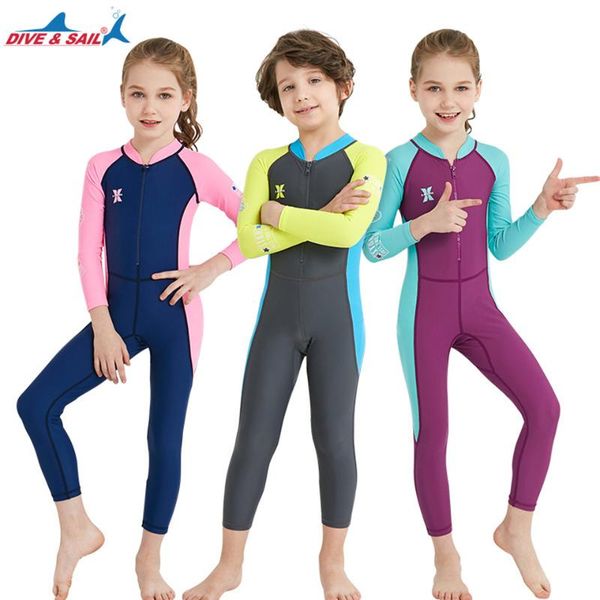 

lycra long sleeve wetsuit kids one piece swimsuit diving suit boys girls bathing suit children swimwear surfing rash guard