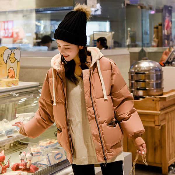 

new down jacket female short student casual cotton jacket, Black