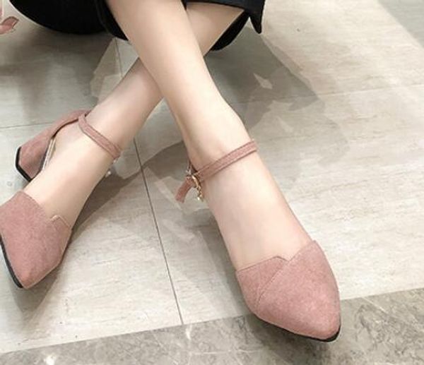 

new web celebrity pointy high heels for women with thick heel and shallow mouth, professional work shoes, two-color oversiz, Black