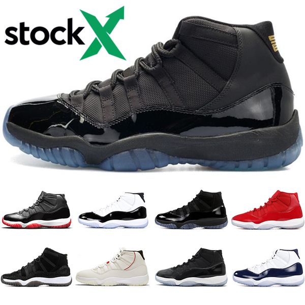 

2019 bred 11 11s jumpman stock x men women basketball shoes concord metallic silver gamma athletic mens trainers sports sneakers, White;red