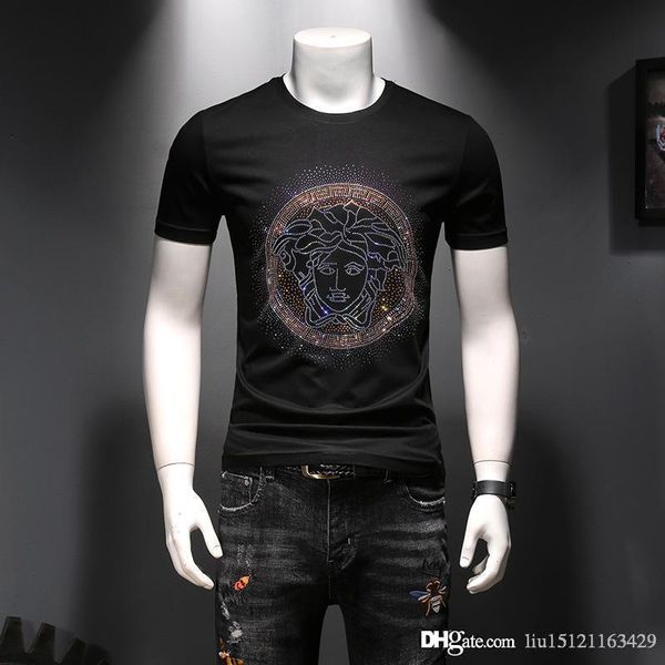 

2020 new summer men's double mercerized cotton beauty short sleeve t-shirt slimming slim wild youth half sleeve bottoming shirt t sizem, White;black