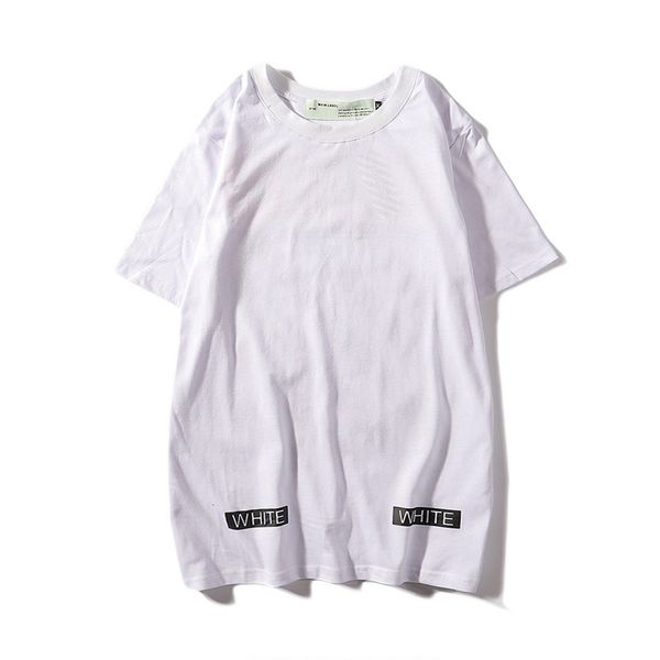 

summer mans shirts new tide brand printing cloting orange diagonal stripes round neck couple ins womens t-shirt, White