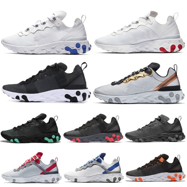 

nike react element 55 мужчины женщины кроссовки металлик золото midnight navy мужские дизайнерские кроссовки спортивная спортивная обувь гор, White;red