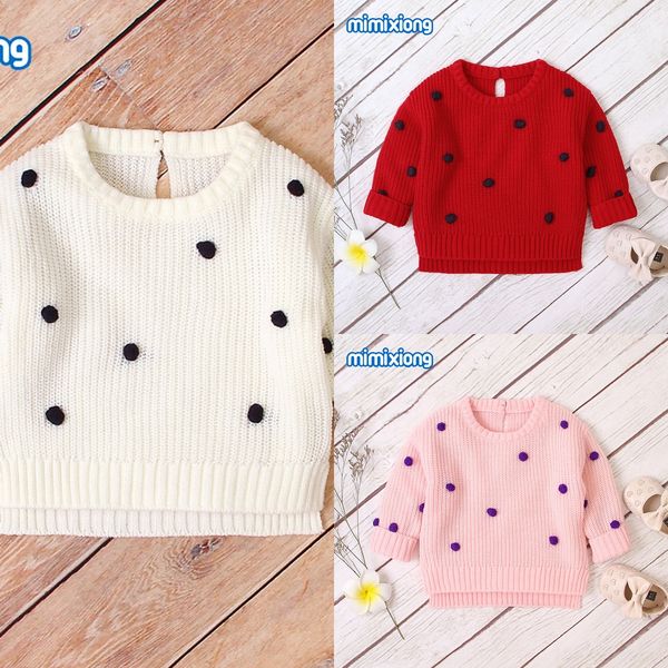

ins girls ' long sleeve knitted polka dot solid color ins girls sweater ' long sleeve knitted polka dot sweater solid color, Blue