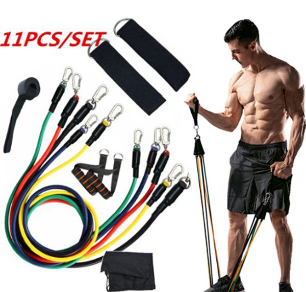 

11pcs/set home fitness resistance bands set tubes yoga pull rope sport fitness gum workout exercise bands gym sport rubber expander